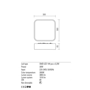 Плафон LED за баня 30W 1916lm IP44 Redo SCREEN - Image 2