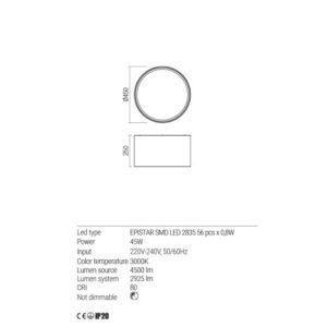 Плафон Redo 01-1540 TAPPER LED 4.5W 4500lm 3000K бял - Image 2