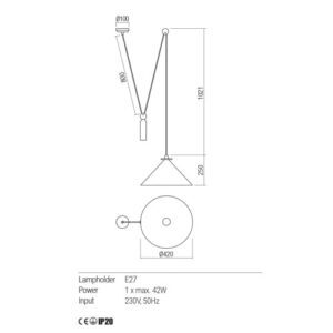 Пендел Redo KALIMBA E27 1x42W алуминий димируем - Image 2