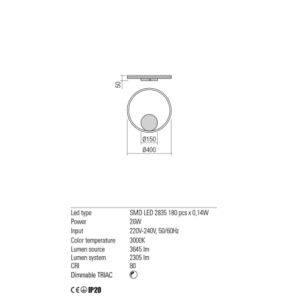 Плафон LED Redo Orbit 26W 3000K димируем, бял - Image 2