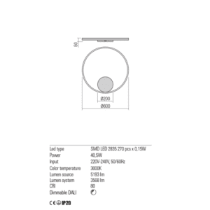 Плафон LED 40.5W Orbit Redo DALI топла светлина - Снимка 2