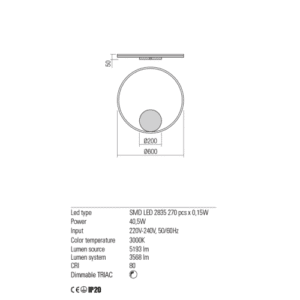 Плафон LED Redo Orbit Bronze 40.5W 3000K димируем - Image 2