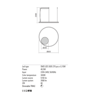 Пендел LED Redo ORBIT 40.5W 3568lm 3000K бронз димируем - Image 2