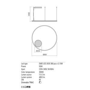 Пендел Redo ORBIT 5.5W LED 3000K бронз димируем - Снимка 2