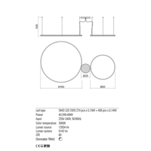 Пендел осветителен Redo ORBIT LED 40.5W IP20 3000K TRIAC - Image 2