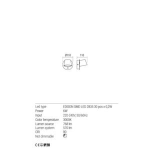 Аплик LED Redo Shaker 6W 3000K димируем IP20 - Image 2