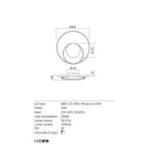 Плафон Redo Torsion LED 26W 3000K димируем - Image 2