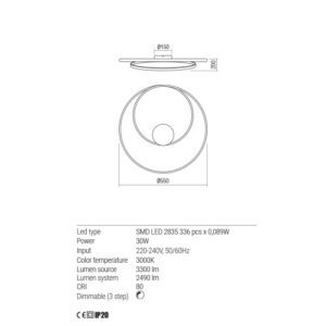 Плафон Redo Torsion LED 30W 3000K димер бял - Снимка 2