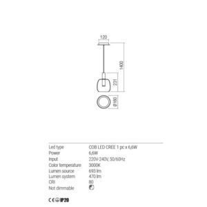 Пендел LED Redo Candela 6.6W 3000K димиуем - Image 2