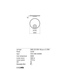 Плафон LED 24.5W 2375lm Redo ORBIT DALI неутрална светлина - Image 2