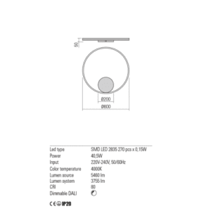 Плафон LED 40.5W 3755lm Redo ORBIT DALI неутрална светлина - Image 2
