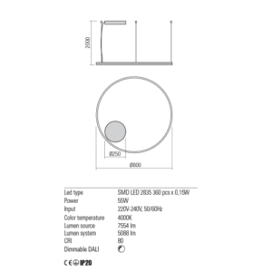 Пендел LED Redo ORBIT 5.5W 4000K DALI бронз - Image 2