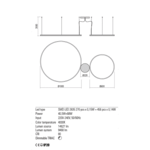 Пендел LED Redo ORBIT 40.5W 9468lm 4000K димируем бял - Image 2