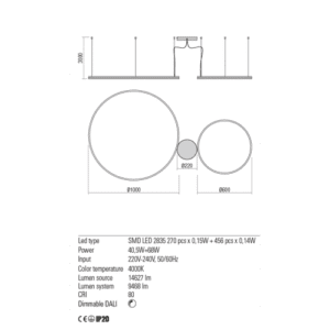 Пендел LED Redo Orbit 40.5W DALI 4000K Бронз - Image 2