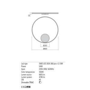 Плафон LED Redo Orbit 54W 3000K димируем черен - Image 2