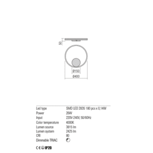 Плафон LED Redo ORBIT 26W 4000K димируем черен-бял - Image 2