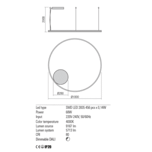 Пендел LED Redo Orbit Black 6.8W 4000K димируем - Image 2