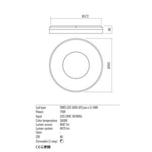 Плафон LED Redo MAYA 75W 3000K с димер - Снимка 2