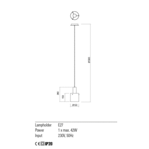 Пендел Redo LOU, E27, 42W, черен/опушен сив - Image 3