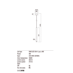 Пендел LED Redo MADISON 4W 3000K димиращ - Image 2