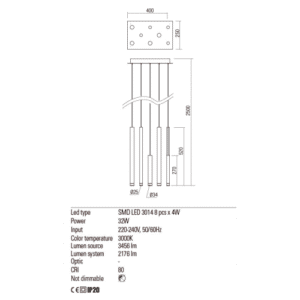Пендел LED Redo Madison 8x4W 2176lm 3000K димируем - Image 2