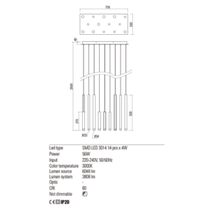 Пендел LED Redo MADISON 56W димируем 3000K 3808lm - Image 2