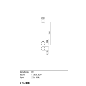 Пендел Redo KIWI G9 1x40W хром и бяло - Снимка 3