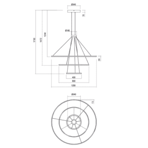 Пендел LED Redo ORBIT 151W DALI 3000K бронз - Image 2
