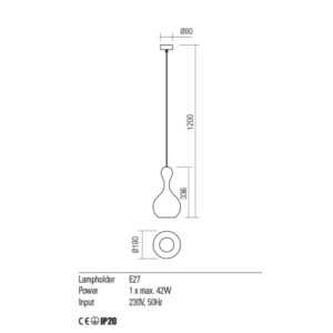 Пендел Redo 01-2256 LOB, E27, 42W, опушено стъкло - Image 3