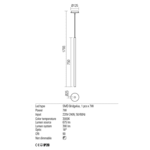 Пендел Redo Kanji 1x7W COB LED, кафяв, димируем - Image 2