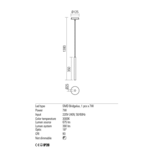 Пендел Redo Kanji, 7W, COB LED, кафяв, димируем - Снимка 3