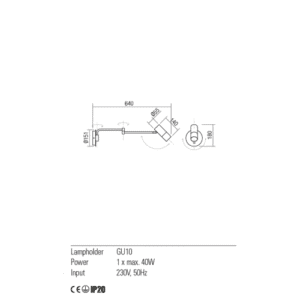 Аплик Redo Pivot GU10 40W мат бял и месинг - Image 2