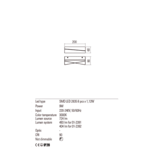 Аплик LED 9W Redo ZIGO, 3000K, черен - Image 2