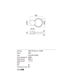 Аплик LED Redo CRONOS 29W 3000K димерен - Image 2