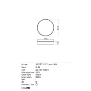 Плафон LED Redo YOMO 43.6W 3000K димируем - Image 2