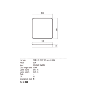 Плафон LED 60W 3545lm Redo YOMO топла светлина - Image 2