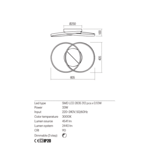 Плафон Redo ESPIRAL LED 33W, топла светлина, IP20 - Снимка 2