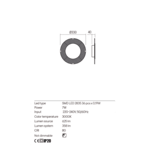 Аплик LED Redo TATOO SMD с димиране, 220-240V, 33см - Image 2