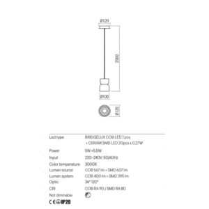 Пендел LED Redo Yona 5W 400lm 3000K златист - Image 2