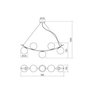 Пендел Smarter Volley, 5x28W, E14, димируем, златист - Image 2