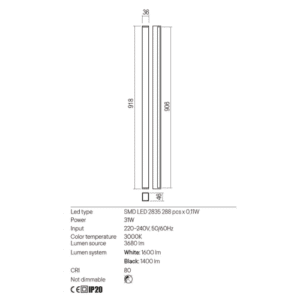 Аплик Redo PLOT 31W SMD LED 1400lm 3000K черен - Image 2