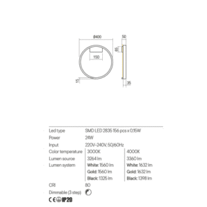 Плафон LED Redo FEBE 24W 4000K с димер - Image 2
