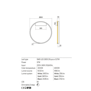 Плафон LED Redo FEBE 37W 4000K димируем - Image 2