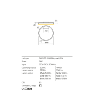 Плафон Redo Febe 24W 400мм 3000K с димер - Image 2