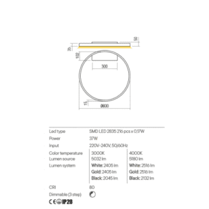 Плафон Redo FEBE 37W 3000K димируем, Ø60см - Image 2