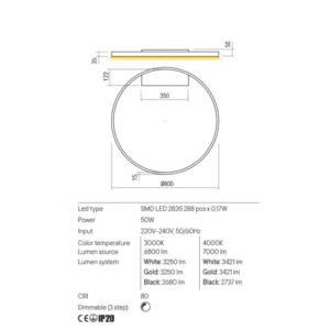 Плафон Redo Febe SBK LED 50W 3000K димируем - Image 2