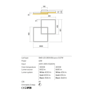 Плафон Redo FEBE SWH 62W SMD LED 4000K с димер - Image 2