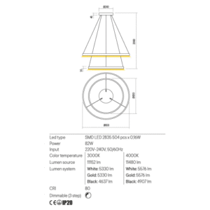 Пендел LED Redo FEBE 82W 4000K димируем - Image 2