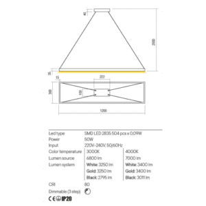 Пендел Redo FEBE SWH LED 50W 3000K димируем, бял - Image 2