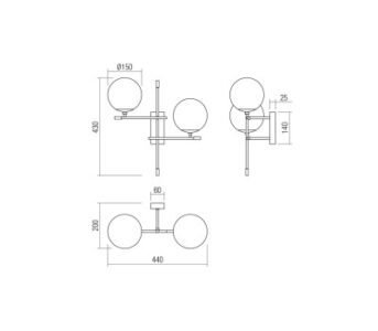 Аплик Smarter ESSENTIAL AP 2x28W E14, злато/черно, IP20 - Image 2
